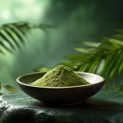 A bowl of Mitragyna Rotundifolia in the thailand forest.