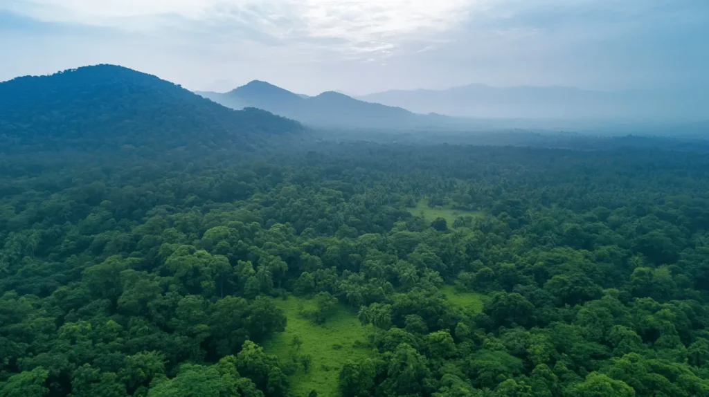 mitragyna hirsuta les v thajsku s pěknou horou