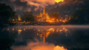 Chrám mitragyna javanica v Thajsku.