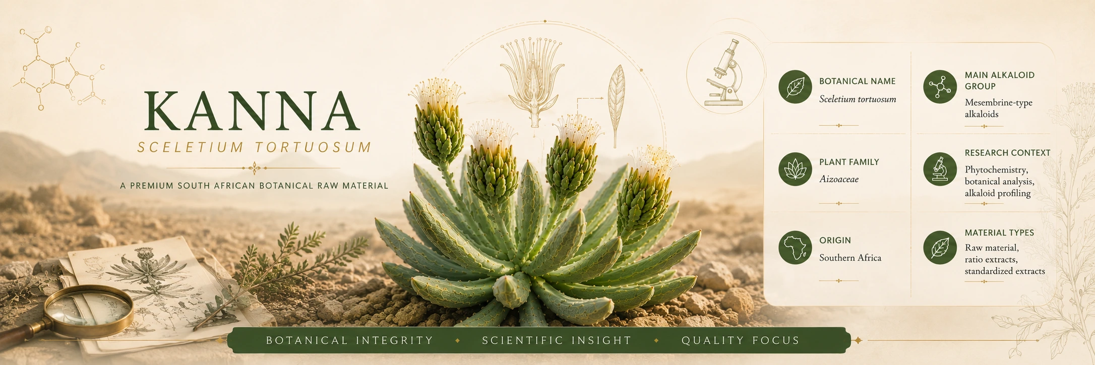 Kanna Sceletium tortuosum botanical raw material banner